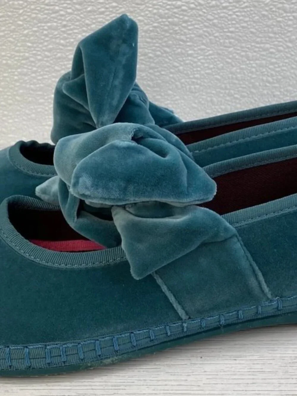 Flabelus Lady Lyra Women's Size US9-9.5 EU40 Velvet Teal Green Casual Bow Flats